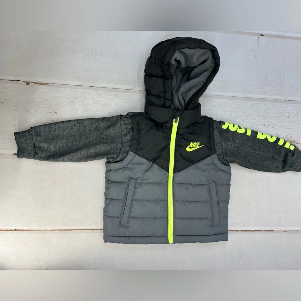 Nike Little Boys' 2Fer Full Zip Puffer Jacket SIZE 2T‎